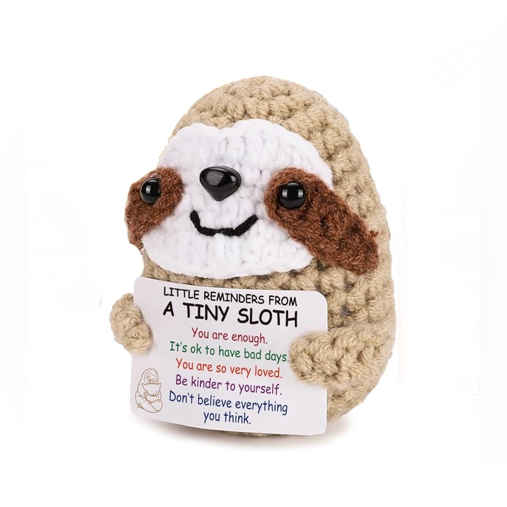 Positive Support Sloth Crochet Inspirational Gift With Keychain